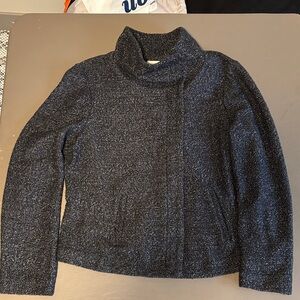 LOFT Black and White Textured Crop Jacket